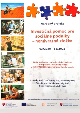 Investičná pomoc pre sociálne podniky - nenávratná zložka